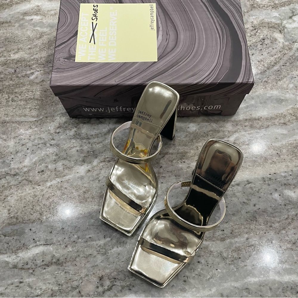 Nwt Jeffrey Campbell Gold Hustler Platform Sandal Size 7 - Picture 5 of 14